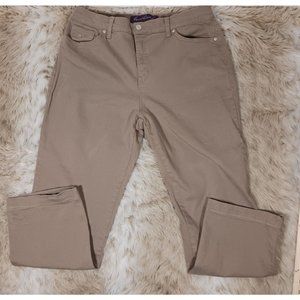 Gloria Vanderbilt Womens Amanda Jeans Size 12 Beige Tan Khaki Cotton Stretch